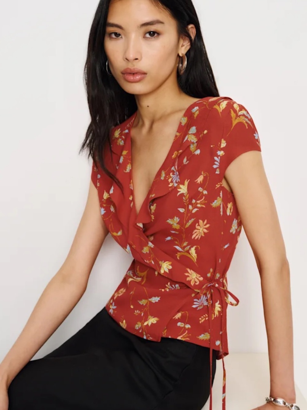 NWT Reformation Clemence Print Wrap Top